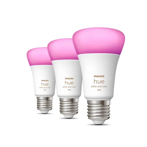 PHILIPS HUE-WCA žárovka A60 6.5W/60W E27 2000-6500K/RGB 800lm Dim 3-pack˙