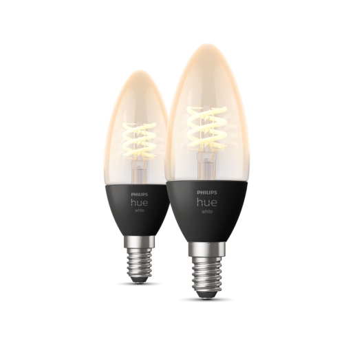 PHILIPS HUE-WHITE filam.svíčka B35 4.5W/NIL E14 2100K 300lm Dim 15Y 2-pack˙