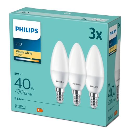 PHILIPS LED 40W B35 E14 WW FR ND 3CT/6 DISC