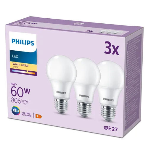 PHILIPS LED 60W A60 E27 WW FR ND 3CT/6 EC