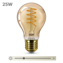 PHILIPS LED bulb.filam. A60 5.5W/25W E27 2000K 250lm Dim 15Y gold SP