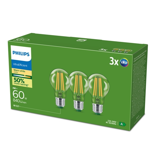 PHILIPS LED CLA 60W A60 E27 2700K CL UE 3CT/4 EC