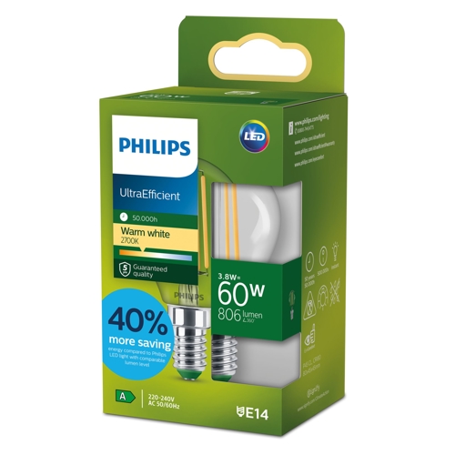 PHILIPS LED CLA 60W P45 E14 2700K CL UE SRT4