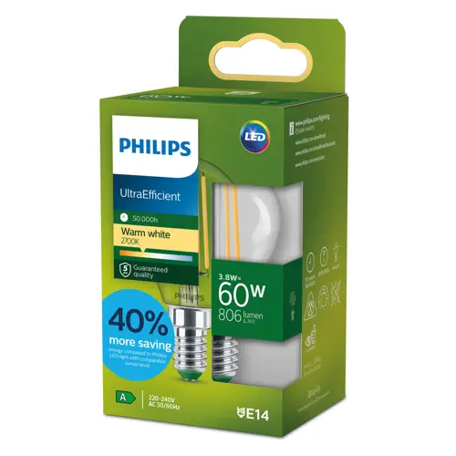 PHILIPS LED CLA 60W P45 E14 2700K CL UE SRT4