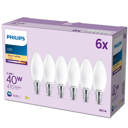 PHILIPS LED classic B35 40W E14 WW FR ND 6CT/4EC