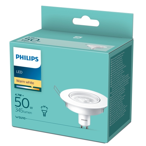 PHILIPS LED downlight GU10Kit 4.7W 827 ;bílá