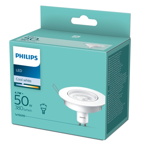 PHILIPS LED downlight GU10Kit 4.7W 840 ;bílá