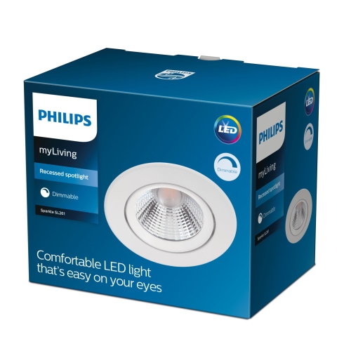 PHILIPS LED downlight Sparkle 5.5W 350lm/827/36° IP20 ; bílá 3-pack