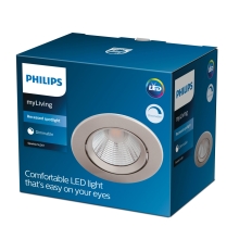 PHILIPS LED downlight Sparkle 5.5W 350lm/827/36° IP20 ; nikl 3-pack