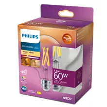 PHILIPS LED globe filament G95 5.9W/60W E27 927 806lm Dim 15Y