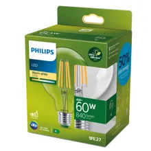 PHILIPS LED globe filament UE G95 4W/60W E27 2700K 840lm NonDim 50Y
