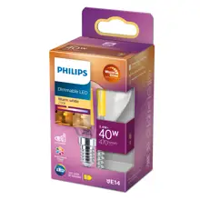 PHILIPS LED kapka filament P45 3.4W/40W E14 2200-2700K 470lm Dim 15Y čirá