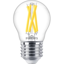 PHILIPS LED kapka filament P45 3.4W/40W E27 927 470lm Dim 15Y