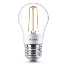 PHILIPS LED  kapka filament P45 4.5W/40W E27 2700K 470lm Dim 15Y BL˙