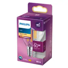 PHILIPS LED kapka filament P45 6.5W/60W E14 2700K 806lm NonDim 15Y BL