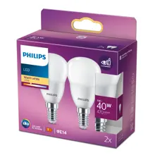 PHILIPS LED kapka P45 5W/40W E14 2700K 470lm NonDim 15Y opál 2-pack