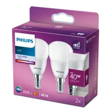 PHILIPS LED kapka P45 5W/40W E14 4000K 470lm NonDim 15Y opál 2-pack
