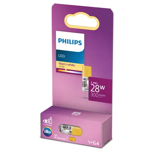 PHILIPS LED kapsle 2.4W/28W G4 2700K 300lm NonDim 15Y micro
