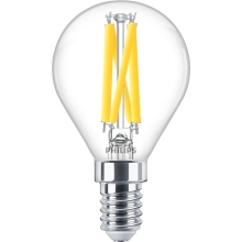 PHILIPS LED luster filament P45 3.4W/40W E14 2200-2700K 470lm Dim 15Y čirá