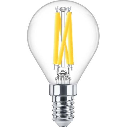 PHILIPS LED luster filament P45 3.4W/40W E14 2200-2700K 470lm Dim 15Y čirá