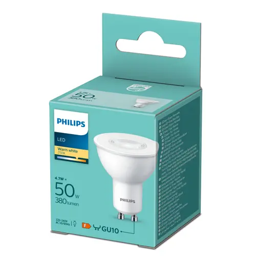 PHILIPS LED reflektor PAR16 4.7W/50W GU10 2700K 380lm/36° NonDim 15Y