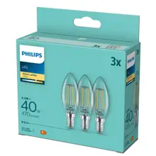 PHILIPS LED svíčka filament B35 4.3W/40W E14 2700K 470lm NonDim 15Y čirá 3BL