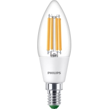 PHILIPS LED svíčka filament UE B35 2.3W/40W E14 2700K 485lm NonDim 50Y
