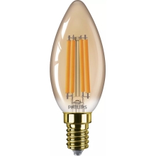 PHILIPS LED svíčka filament Vintage B35 6W/40W E14 1800K 470lm NonDim 15Y čirá