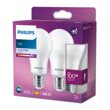 PHILIPS LED žárovka A60 13W/100W E27 4000K 1521lm NonDim 15Y opál 2-pack