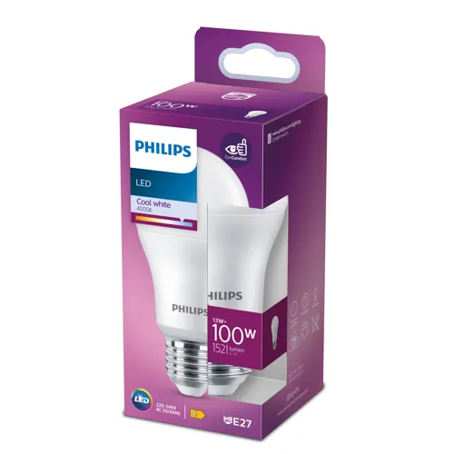 PHILIPS LED žárovka A60 13W/100W E27 4000K 1521lm NonDim 15Y opál
