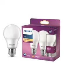 PHILIPS LED žárovka A60 4.2W/40W E27 2700K 470lm NonDim 15Y opál 2-pack
