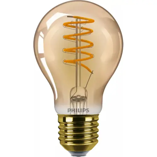 PHILIPS LED žárovka A60 4W/25W E27 1800K 250lm Dim 15Y gold