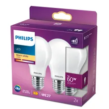 PHILIPS LED žárovka A60 7W/60W E27 2700K 806lm NonDim 15Y opál 2-pack