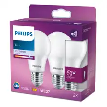 PHILIPS LED žárovka A60 7W/60W E27 4000K 806lm NonDim 15Y opál 2-pack