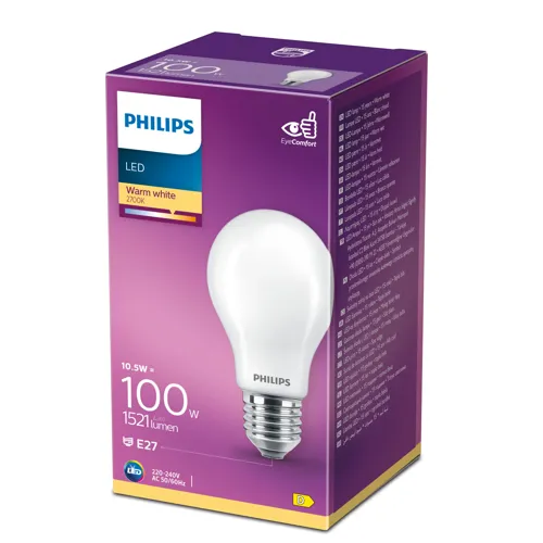 PHILIPS LED žárovka Classic A60 10.5W/100W E27 2700K 1521lm NonDim 15Y opál