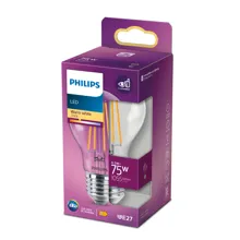 PHILIPS LED žárovka Classic A60 8.5W/75W E27 2700K 1055lm NonDim 15Y čirá BL
