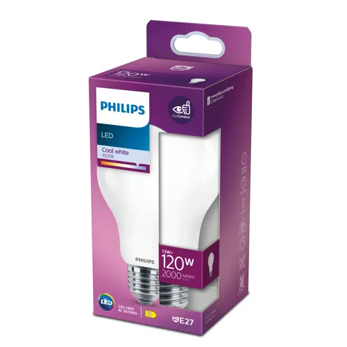 PHILIPS LED žárovka Classsic A67 13W/120W E27 4000K 2000lm NonDim 15Y opál BL