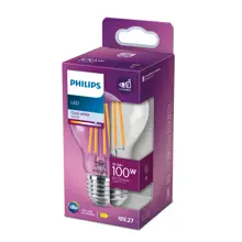 PHILIPS LED žárovka filament A60 10.5W/100W E27 4000K 1521lm NonDim 15Y čirá BL