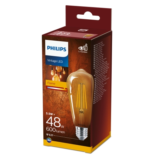 PHILIPS LED  žárovka filament ST64 5.5W/48W E27 2500K 600lm NonDim 15Y gold˙
