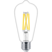PHILIPS LED žárovka filament ST64 5.9W/60W E27 2700K 806lm Dim 15Y čirá
