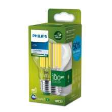 PHILIPS LED žárovka filament UE A60 7.3W/100W E27 4000K 1535lm NonDim 50Y čirá