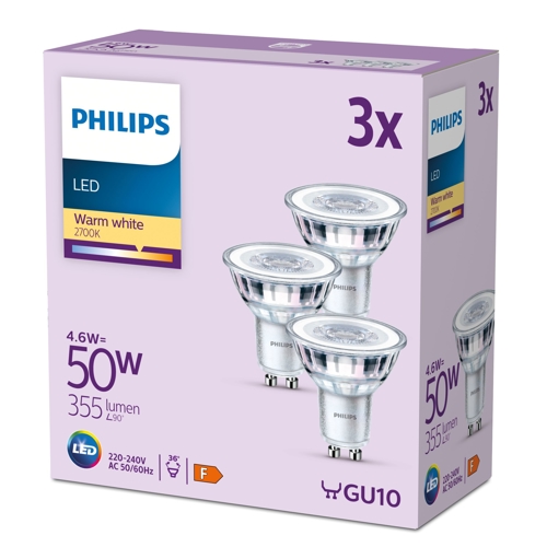 PHILIPS LEDClassic 50W GU10 WW 36D ND 3CT/8 EC