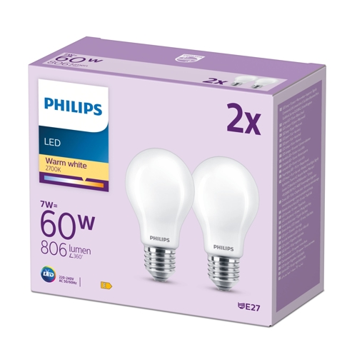 PHILIPS LEDClassic 60W A60 E27 WW FRND 2CT/6 EC