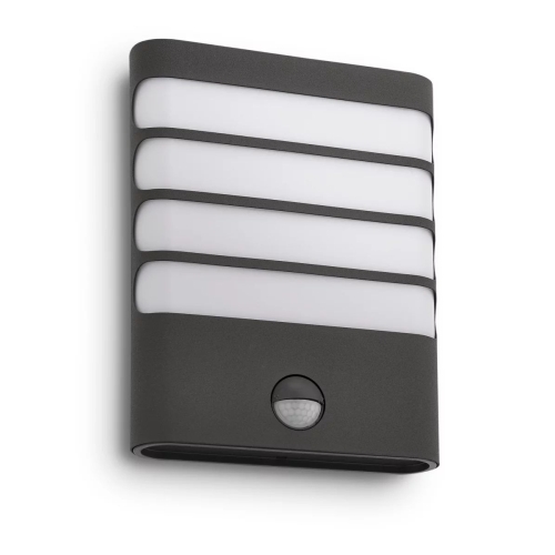 PHILIPS nástěnné svítidlo LED myGarden Raccoon 1x3W 270lm IP44 ;antracit senzor