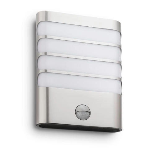 PHILIPS nástěnné svítidlo LED myGarden Raccoon 1x3W 270lm IP44 ;inox senzor
