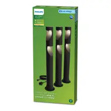 PHILIPS sloupové svítidlo LED Desi 1.5W 180lm IP44;černá 24V 3-pck+zdroj/kabel
