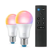 PHILIPS WiZ bulb A60 8W/60W E27 RGB 806lm Dim 2-pack+REM