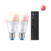PHILIPS WiZ žárovka A60 8W/60W E27 RGB 806lm Dim 2-pack+REM˙