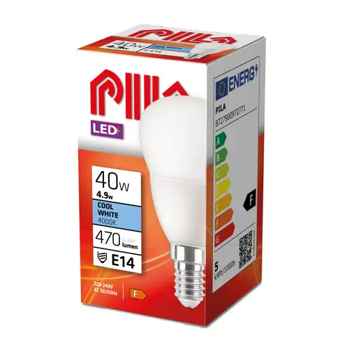 PILA LED kapka P45 4.9W/40W E14 4000K 470lm NonDim 15Y opál