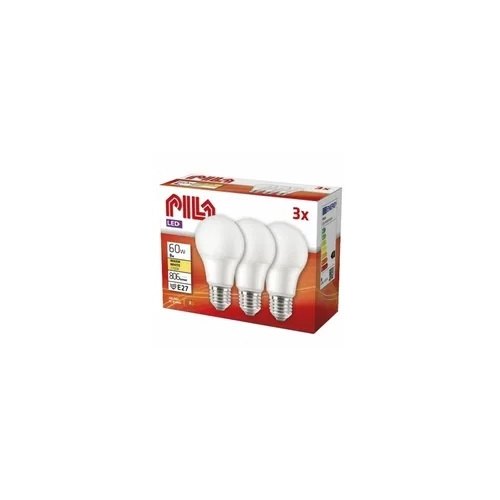 PILA LED žárovka A60 10W/75W E27 2700K 1055lm NonDim 15Y opál 3-pack